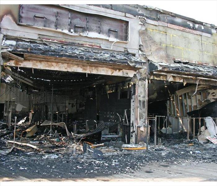 A fire destroyed five stores of a building