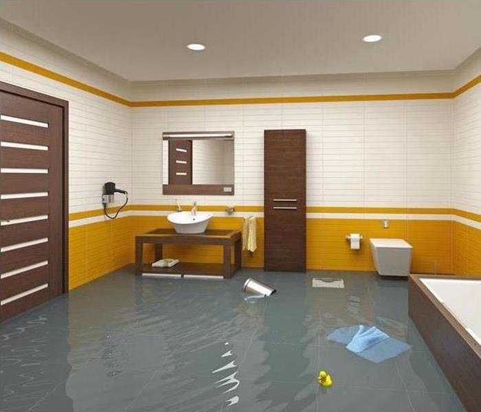flooded bathroom of a facility